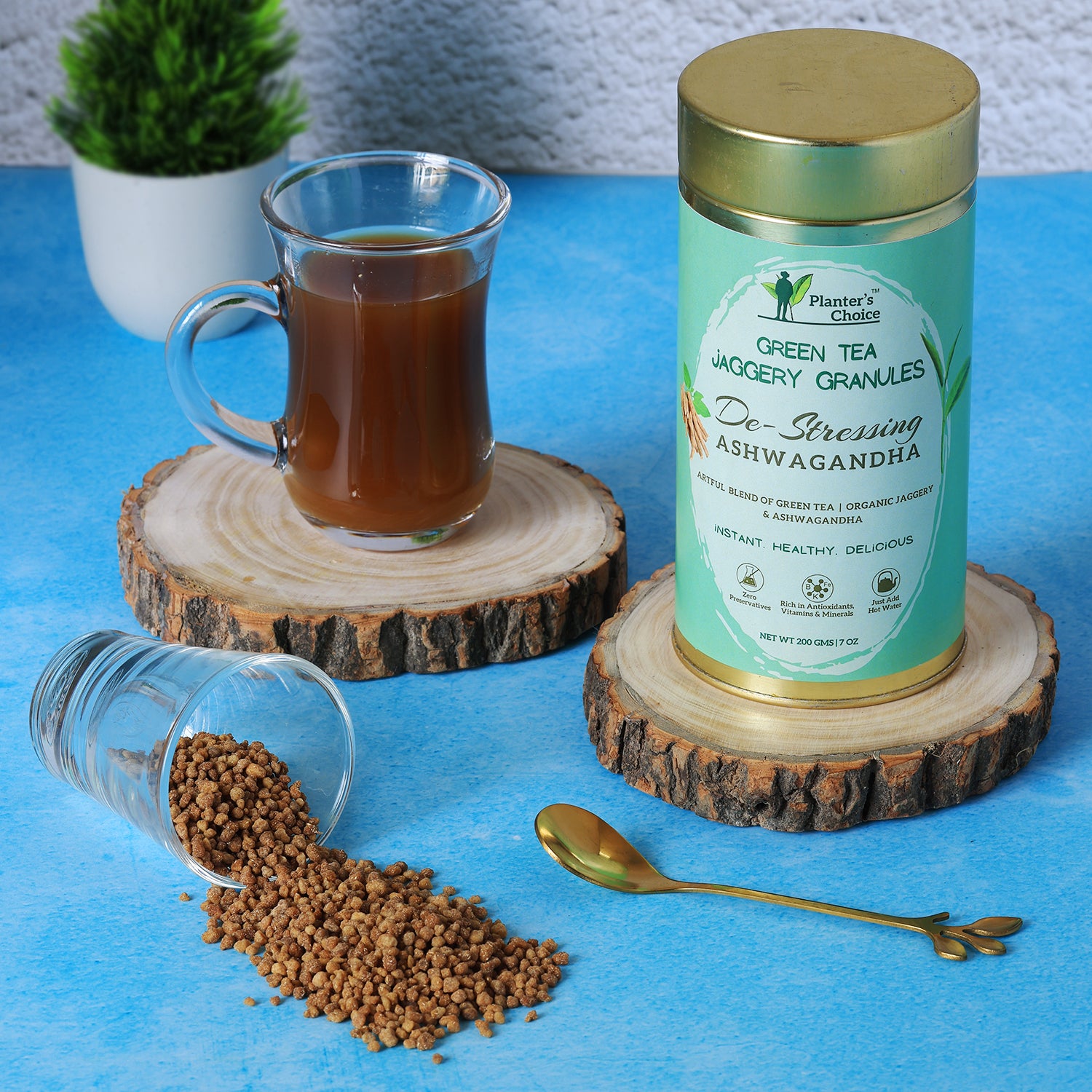 Ashwagandha Green Tea Jaggery Granules, 200 GMS