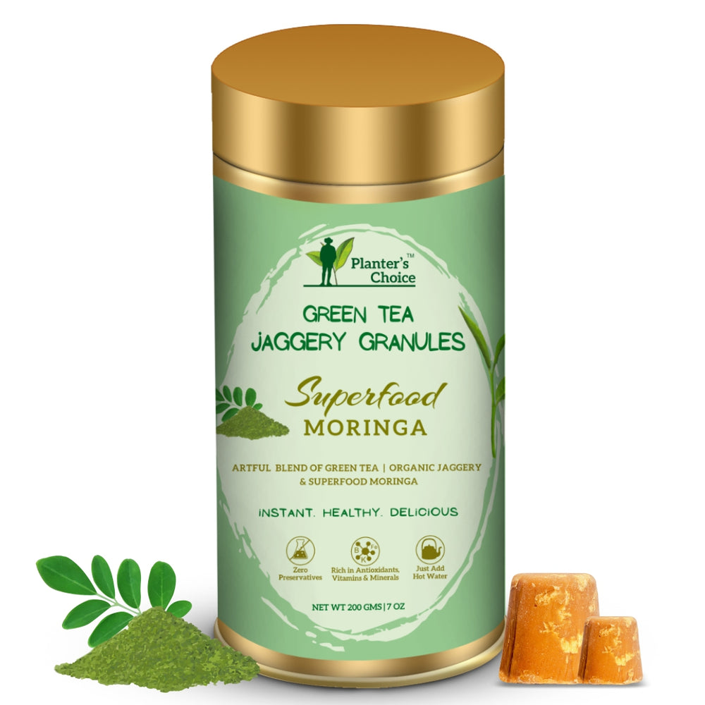 Moringa Green Tea Jaggery Granules, 200GMS