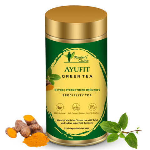 Ayufit-Tulsi Turmeric Green Tea, 25 Tea Bags, 50 GMS